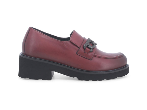 Melluso Mocassini Made in Italy Tacco Medio Tomaia Pelle Bordeaux 034321-230671